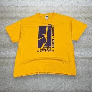Vintage Y2K Lakers Stadium Shirt Mens XL Yellow Purple Short Sleeve Kobe Era